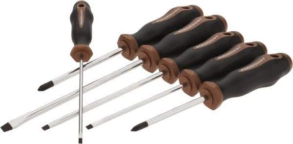 Paramount - 6 Piece Slotted & Phillips Screwdriver Set - Bit Sizes: Philips #1 & #2 - USA Tool & Supply