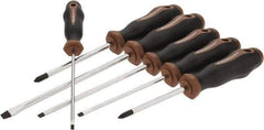 Paramount - 6 Piece Slotted & Phillips Screwdriver Set - Bit Sizes: Philips #1 & #2 - USA Tool & Supply