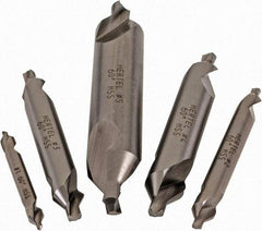 Hertel - #1 to 5, 1/8 to 7/16" Body Diam, 1/8" Point Diam, Plain Edge, High Speed Steel Combo Drill & Countersink Set - 0.0469 to 0.1875" Point Length, 1/8 to 2-3/4" OAL, Double End, Hertel Series Compatibility - USA Tool & Supply