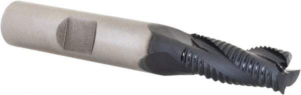 Hertel - 5/16" Diam, Fine Pitch, 3/4" LOC, 3 Flute Cobalt Roughing Square End Mill - TiAlN Finish, 2-1/2" OAL, 3/8" Shank Diam, Single End, Centercutting, 30° Helix - USA Tool & Supply