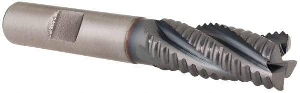 Hertel - 9/16" Diam, Coarse Pitch, 1-3/8" LOC, 4 Flute Cobalt Roughing Square End Mill - TiCN Finish, 3-3/8" OAL, 1/2" Shank Diam, Single End, Centercutting, 30° Helix - USA Tool & Supply