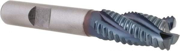 Hertel - 7/16" Diam, Coarse Pitch, 1" LOC, 4 Flute Cobalt Roughing Square End Mill - TiCN Finish, 2-11/16" OAL, 3/8" Shank Diam, Single End, Centercutting, 30° Helix - USA Tool & Supply