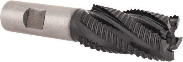 Hertel - 1" Diam, Coarse Pitch, 2" LOC, 5 Flute Cobalt Roughing Square End Mill - TiAlN Finish, 4-1/4" OAL, 3/4" Shank Diam, Single End, 30° Helix - USA Tool & Supply