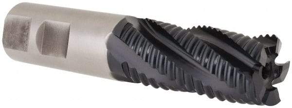 Hertel - 7/8" Diam, Coarse Pitch, 1-7/8" LOC, 5 Flute Cobalt Roughing Square End Mill - TiAlN Finish, 4-1/8" OAL, 7/8" Shank Diam, Single End, 30° Helix - USA Tool & Supply