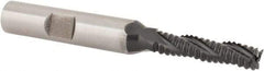 Hertel - 1/4" Diam, Coarse Pitch, 1-1/8" LOC, 3 Flute Cobalt Roughing Square End Mill - TiAlN Finish, 2-15/16" OAL, 3/8" Shank Diam, Single End, 30° Helix - USA Tool & Supply