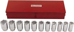Proto - 11 Piece 3/4" Drive Deep Socket Set - 6 Points, 7/8 to 1-5/8", Inch Measurement Standard - USA Tool & Supply