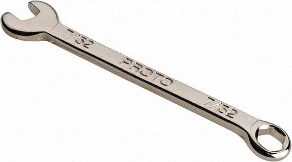 Proto - 7/32" 6 Point Combination Wrench - 3-5/64" OAL, Steel, Nickel Finish - USA Tool & Supply
