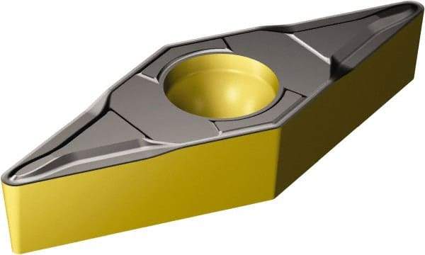 Sandvik Coromant - VBMT332 MF Grade 2220 Carbide Turning Insert - TiCN/AI2O3/TiN Finish, 35° Diamond, 3/8" Inscr Circle, 3/16" Thick, 1/32" Corner Radius - USA Tool & Supply