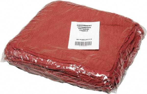 Ability One - Reclaimed Cotton Shop Towel Rag - Low Lint, Red, 13-1/2 x 15-1/2" - USA Tool & Supply