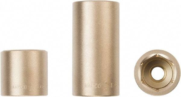 Ampco - 1/2" Drive, Standard Hand Socket - 6 Points, 1-3/16" OAL, Aluminum Bronze - USA Tool & Supply