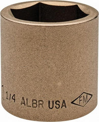 Ampco - 1-1/4", 1/2" Drive, Standard Hand Socket - 6 Points, 1-5/8" OAL, Aluminum Bronze - USA Tool & Supply