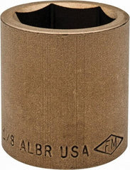 Ampco - 1-1/8", 1/2" Drive, Standard Hand Socket - 6 Points, 1-5/8" OAL, Aluminum Bronze - USA Tool & Supply