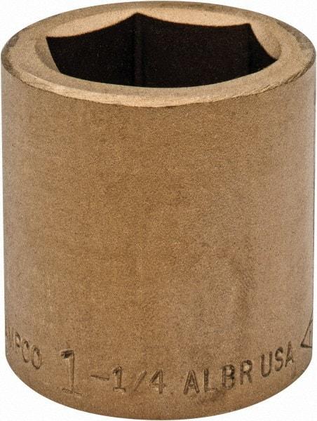 Ampco - 1-1/4", 3/4" Drive, Standard Hand Socket - 6 Points, 2" OAL, Aluminum Bronze - USA Tool & Supply