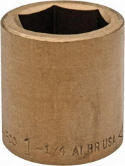 Ampco - 1-1/4", 3/4" Drive, Standard Hand Socket - 6 Points, 2" OAL, Aluminum Bronze - USA Tool & Supply