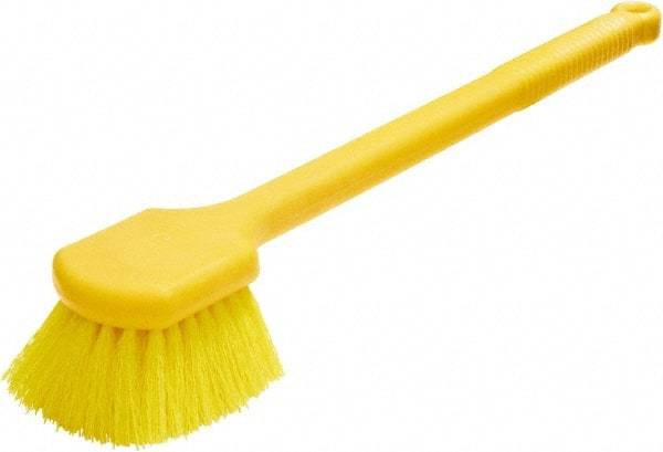 Rubbermaid - 2" Bristle Length, Synthetic Utility Scrub Brush - 20" OAL, Long Handle, Yellow, Plastic Block - USA Tool & Supply