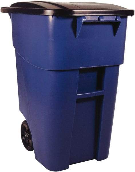 Rubbermaid - 50 Gal Blue Square Trash Can - Polyethylene, 36-1/2" High x 28-1/2" Long x 23.38" Wide - USA Tool & Supply