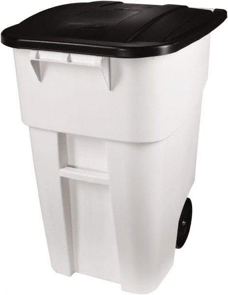 Rubbermaid - 50 Gal White Square Trash Can - Polyethylene, 36-1/2" High x 28-1/2" Long x 23.38" Wide - USA Tool & Supply