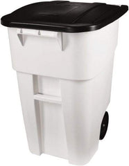 Rubbermaid - 50 Gal White Square Trash Can - Polyethylene, 36-1/2" High x 28-1/2" Long x 23.38" Wide - USA Tool & Supply