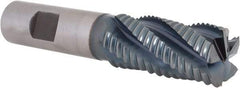 Hertel - 7/8" Diam, Coarse Pitch, 1-7/8" LOC, 5 Flute Cobalt Roughing Square End Mill - TiCN Finish, 4-1/8" OAL, 3/4" Shank Diam, Single End, Centercutting, 30° Helix - USA Tool & Supply