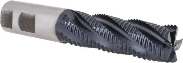 Hertel - 1" Diam, Coarse Pitch, 3" LOC, 5 Flute Cobalt Roughing Square End Mill - TiAlN Finish, 5-1/2" OAL, 1" Shank Diam, Single End, Centercutting, 30° Helix - USA Tool & Supply