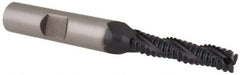 Hertel - 1/4" Diam, Coarse Pitch, 1-1/8" LOC, 3 Flute Cobalt Roughing Square End Mill - TiAlN Finish, 15/16" OAL, 3/8" Shank Diam, Single End, Centercutting, 30° Helix - USA Tool & Supply
