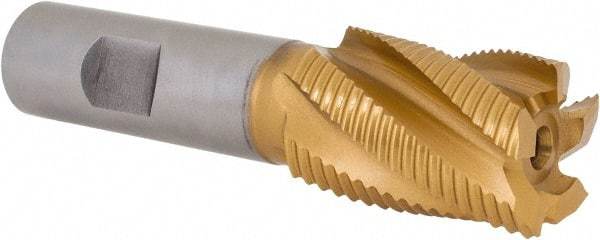 Hertel - 1" Diam, Fine Pitch, 1-1/2" LOC, 5 Flute Cobalt Roughing Square End Mill - TiN Finish, 3-3/4" OAL, 3/4" Shank Diam, Single End, 30° Helix - USA Tool & Supply