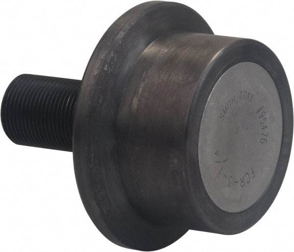 Accurate Bushing - 5" Roller Diam x 3" Width, 2" Stud Diam x 4-1/2" Length, Flanged Load Roller - Carbon Steel, 2-1/2" Thread Length, 2-12 Thread, 7-1/2" OAL, 35,800 Lb Dynamic Cap, 40,000 Lb Static Cap - USA Tool & Supply