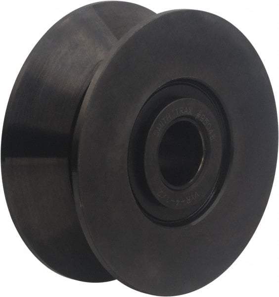 Accurate Bushing - 1-1/4" Bore, 5-1/2" Roller Diam x 2-1/4" Roller Width, Carbon Steel V-Grooved Yoke Roller - 17,600 Lb Dynamic Load Capacity, 2-5/16" Overall Width - USA Tool & Supply