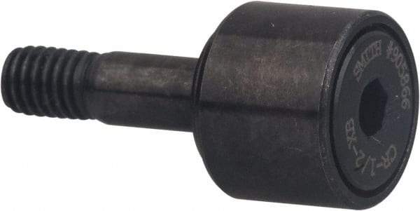 Accurate Bushing - 4" Roller Diam x 2-1/4" Width, 1-1/2" Stud Diam x 3-1/2" Length, Stud Cam Follower with Hex - Carbon Steel, 1-1/2" Thread Length, 1-1/2-12 Thread, 5-3/4" OAL, 35,980 Lb Dynamic Cap - USA Tool & Supply