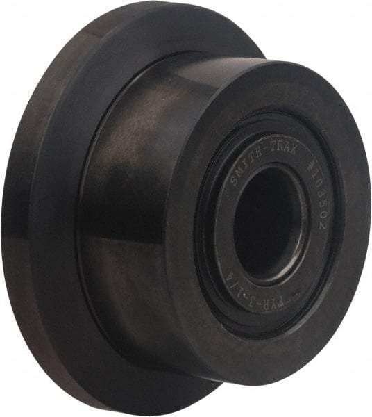 Accurate Bushing - 1" Bore, 3-1/4" Roller Diam x 1-3/4" Roller Width, Carbon Steel Flanged Yoke Roller - 14,300 Lb Dynamic Load Capacity, 1-13/16" Overall Width - USA Tool & Supply