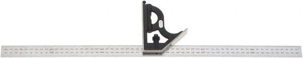 Starrett - 2 Piece, 600mm Combination Square Set - 0.5 & 1mm (Metric) Graduation, Hardened Steel Blade, Cast Iron Square Head - USA Tool & Supply