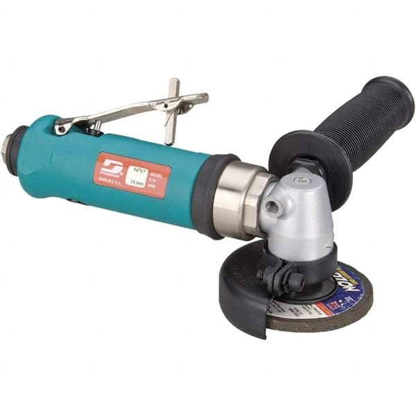Dynabrade - 3" Wheel Diam, 18,000 RPM, Pneumatic Angle & Disc Grinder - 3/8-24 Spindle, 41 CFM, Rear Exhaust - USA Tool & Supply