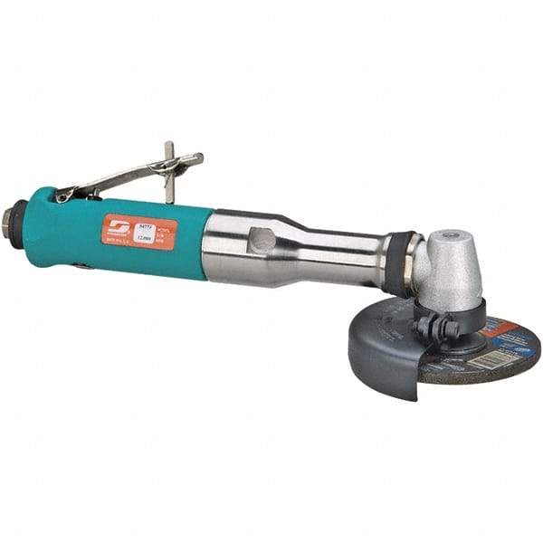 Dynabrade - 4" Wheel Diam, 12,000 RPM, Pneumatic Angle & Disc Grinder - 3/8-24 Spindle, 40 CFM, Rear Exhaust - USA Tool & Supply