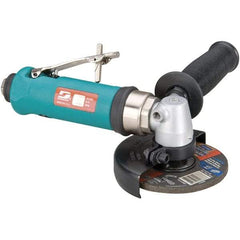Dynabrade - 4" Wheel Diam, 12,000 RPM, Pneumatic Angle & Disc Grinder - 3/8-24 Spindle, 40 CFM, Rear Exhaust - USA Tool & Supply