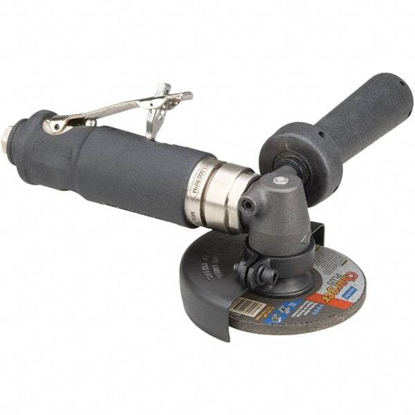 Dynabrade - 4" Wheel Diam, 12,000 RPM, Pneumatic Angle & Disc Grinder - 3/8-24 Spindle, 40 CFM, Rear Exhaust - USA Tool & Supply