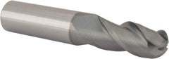 Accupro - 11/16" Diam, 1-1/2" LOC, 3 Flute Solid Carbide Ball End Mill - nACRo Finish, Single End, 4" OAL, 3/4" Shank Diam, Spiral Flute - USA Tool & Supply