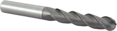 Accupro - 7/16" Diam, 2" LOC, 3 Flute Solid Carbide Ball End Mill - nACRo Finish, Single End, 4" OAL, 7/16" Shank Diam, Spiral Flute - USA Tool & Supply