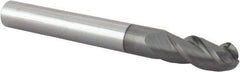 Accupro - 7/16" Diam, 1" LOC, 3 Flute Solid Carbide Ball End Mill - nACRo Finish, Single End, 4" OAL, 7/16" Shank Diam, Spiral Flute - USA Tool & Supply