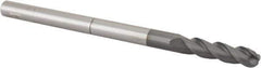 Accupro - 3/8" Diam, 1-1/2" LOC, 3 Flute Solid Carbide Ball End Mill - nACRo Finish, Single End, 6" OAL, 3/8" Shank Diam, Spiral Flute - USA Tool & Supply