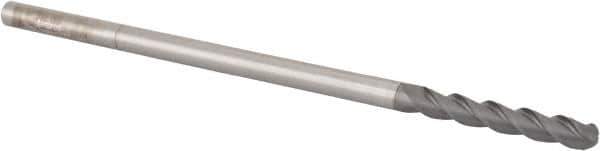 Accupro - 1/4" Diam, 1-1/2" LOC, 3 Flute Solid Carbide Ball End Mill - nACRo Finish, Single End, 6" OAL, 1/4" Shank Diam, Spiral Flute - USA Tool & Supply