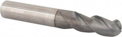 Accupro - 23/64" Diam, 7/8" LOC, 3 Flute Solid Carbide Ball End Mill - nACRo Finish, Single End, 2-1/2" OAL, 3/8" Shank Diam, Spiral Flute - USA Tool & Supply