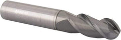Accupro - 9/16" Diam, 1-1/4" LOC, 3 Flute Solid Carbide Ball End Mill - nACRo Finish, Single End, 3-1/2" OAL, 9/16" Shank Diam, Spiral Flute - USA Tool & Supply