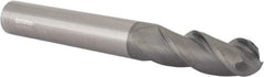Accupro - 3/4" Diam, 2" LOC, 3 Flute Solid Carbide Ball End Mill - nACRo Finish, Single End, 6" OAL, 3/4" Shank Diam, Spiral Flute - USA Tool & Supply