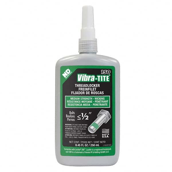 Vibra-Tite - 250 mL Bottle, Green, Medium Strength - Wicking Grade Threadlocker - USA Tool & Supply