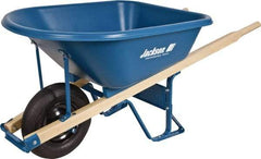 Jackson Professional Tools - 5.75 Cu Ft Capacity Wheelbarrow with 16" Pneumatic Wheel - Wood Handle, 59-1/4" Long x 29-1/2" Wide x 27-1/4" High, Blue - USA Tool & Supply