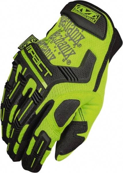 Mechanix Wear - Size S (8) Synthetic Leather Impact Work Gloves - For General Purpose, Uncoated, Hook & Loop Cuff, Full Fingered, Hi-Vis Yellow/Black, Paired - USA Tool & Supply
