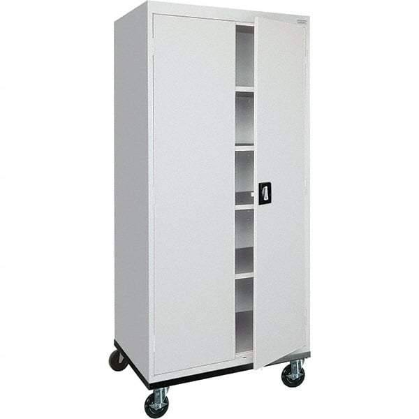 Sandusky Lee - 5 Shelf Mobile Storage Cabinet - Steel, 36" Wide x 24" Deep x 72" High, Dove Gray - USA Tool & Supply