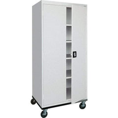 Sandusky Lee - 5 Shelf Mobile Storage Cabinet - Steel, 36" Wide x 24" Deep x 72" High, Dove Gray - USA Tool & Supply