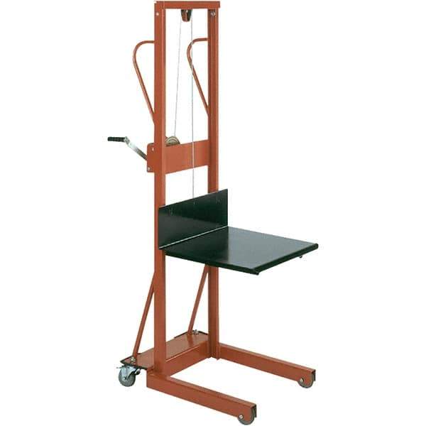 Wesco Industrial Products - 500 Lb Capacity, 54" Lift Height, Winch Steel Stacker Manually Operated Lift - USA Tool & Supply