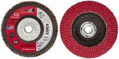 Camel Grinding Wheels - 36 Grit, 5" Disc Diam, 5/8-11 Center Hole, Ceramic Flap Disc - 12,200 Max RPM, Polyester Backing, Arbor Attaching System, Coated - USA Tool & Supply